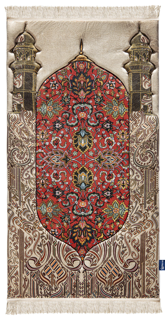 Reddish Flory Premium Prayer Mat | urban rugs co