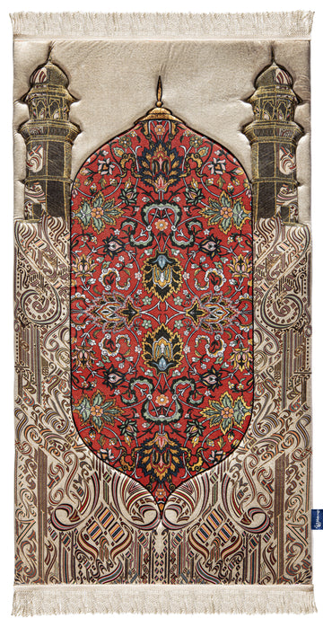 Reddish Flory Premium Prayer Mat | urban rugs co