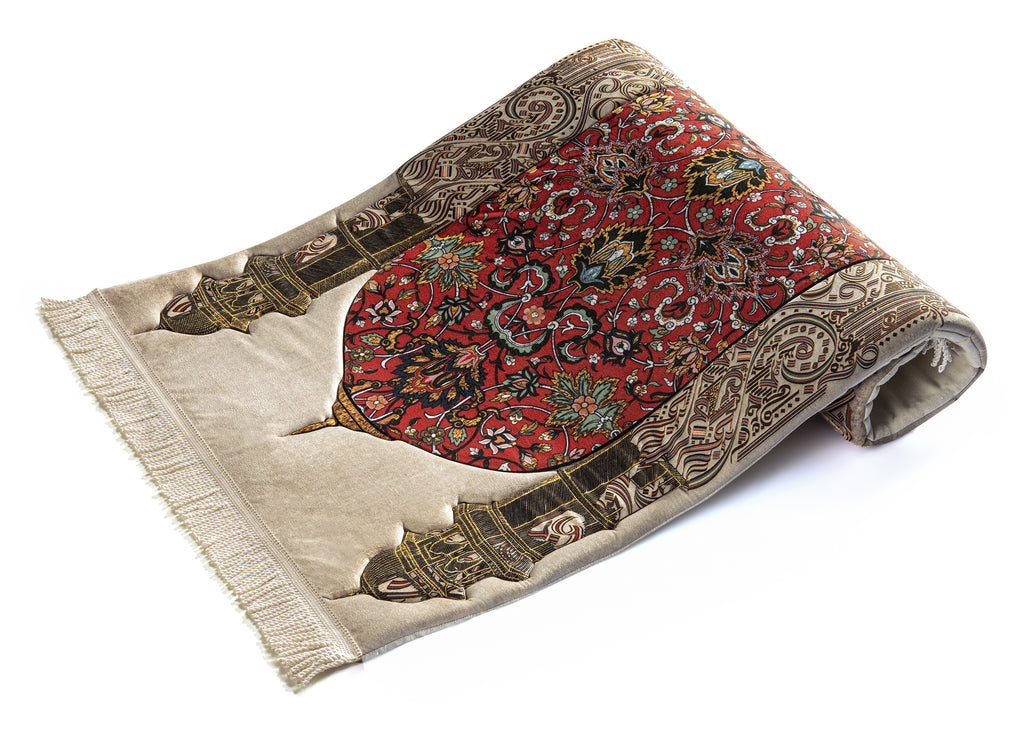 Reddish Flory Premium Prayer Mat | urban rugs co