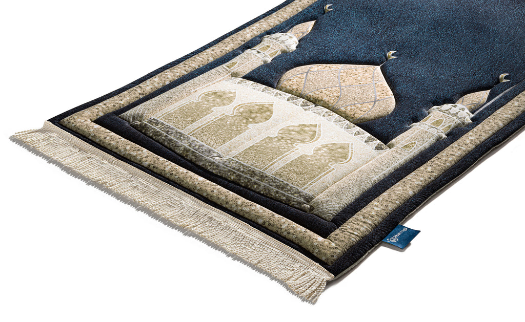 Blue Shimmer Premium Prayer Mat | Urban Rugs Co