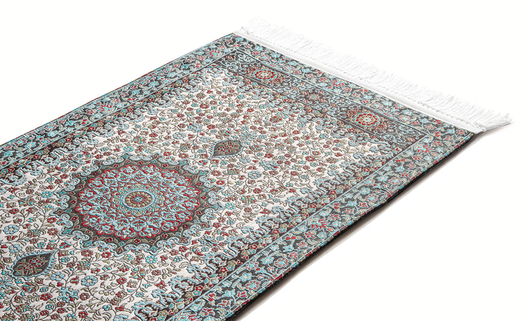 blue iranian prayer mat aethetic | urban rugs co