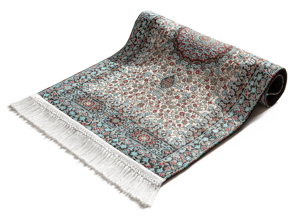 blue iranian prayer mat aethetic | urban rugs co