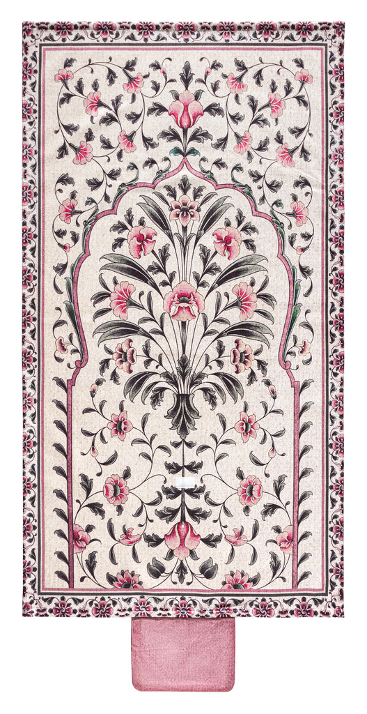 pink green floral portable prayer musallah | Urban Rugs co