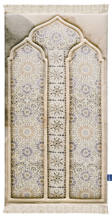 Luxury Beige Moroccan Arch layered Salah Mat | Urban Rugs co