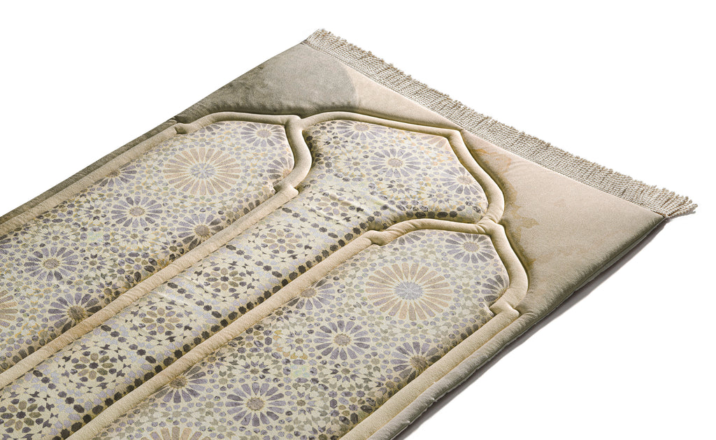 Luxury Beige Moroccan Arch layered Salah Mat | Urban Rugs co