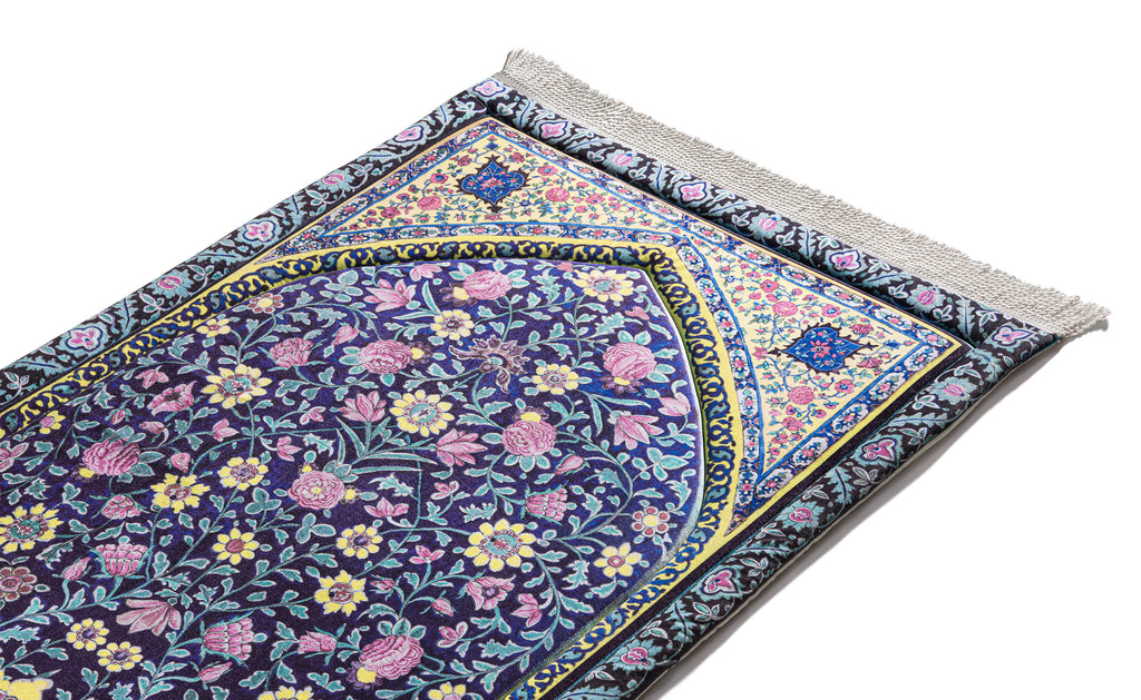 blue blossoms vintage cushioned prayer matt | Urban Rugs co